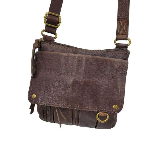 Vtg Fossil Morgan Brown Pebble Leather Crossbody Bag Multiple Pockets Adjustable - Picture 1 of 16